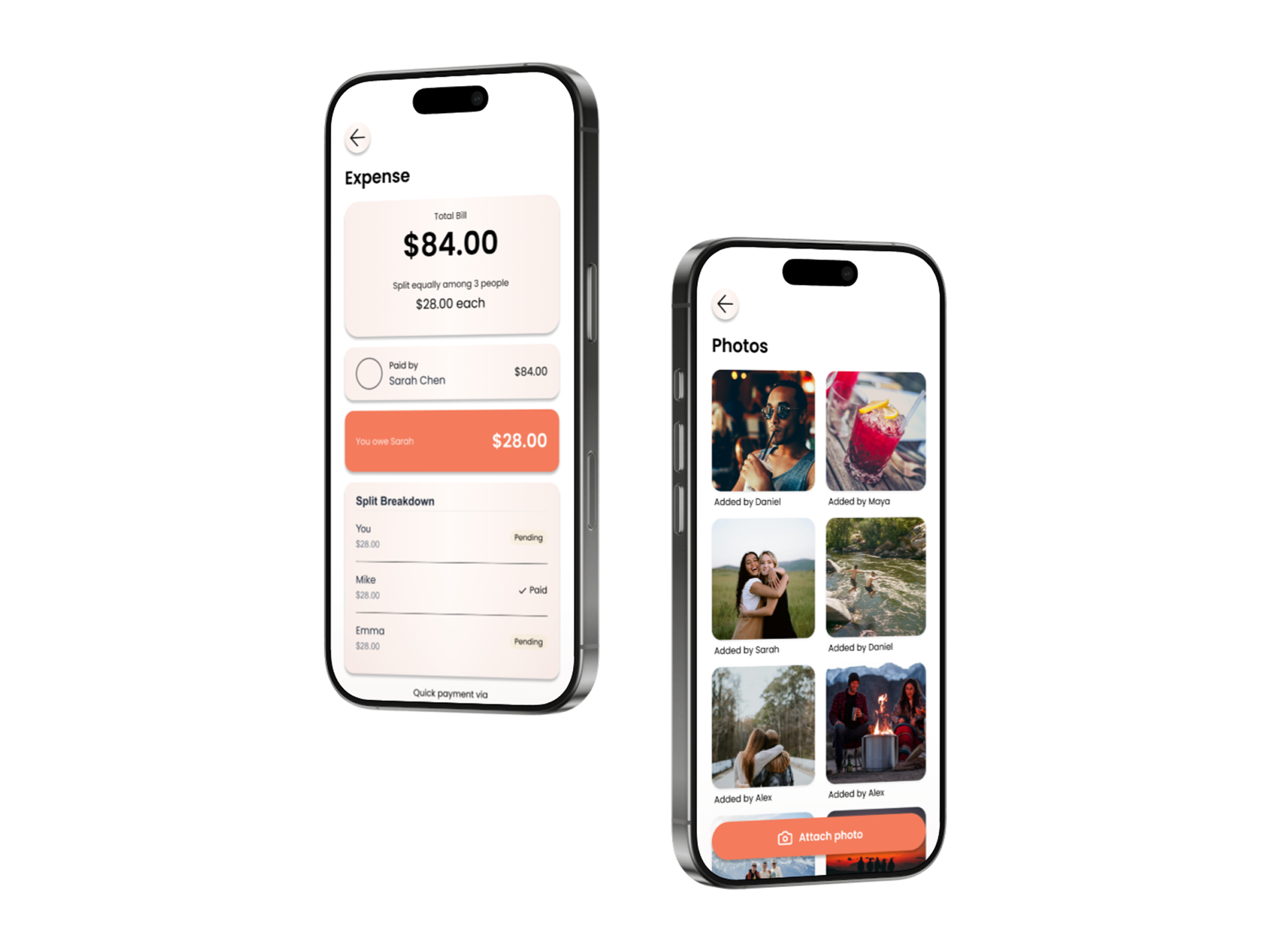 Split expenses & shared photo album